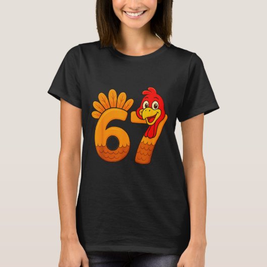 Funny 67 Thanksgiving Turkey Face 67 Number  Tシャツ (正面)