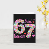 Funny 67 Valentine Six Seven Candy Heart 6 7 Meme  カード (黄色い花)
