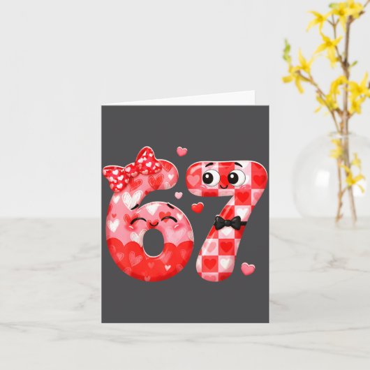 Funny 67 Valentines Meme Six Seven Heart 6 7 Women カード (黄色い花)