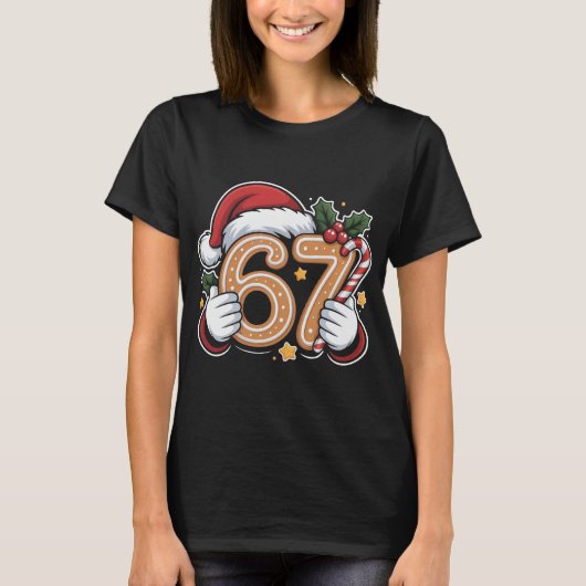Funny 67th Birthday Christmas Gingerbread T-Shirt, Tシャツ (正面)