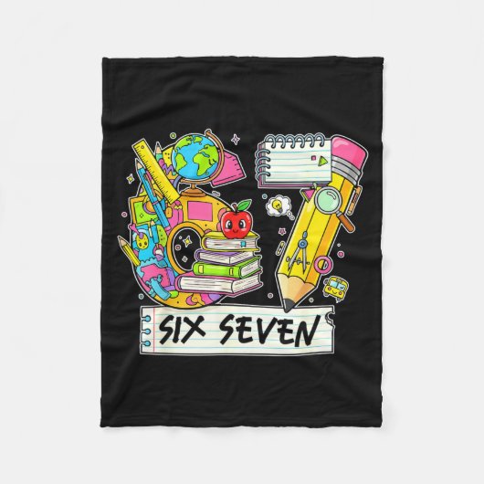 Funny 67th Day Of School, Vibes Funny Six Seven 67 フリースブランケット (正面)