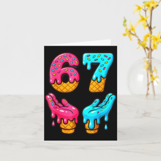 Funny 6 7 67 Six Seven Meme  カード (黄色い花)