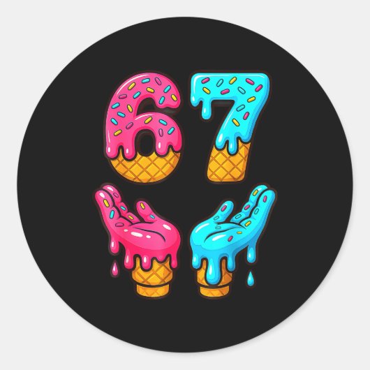 Funny 6 7 67 Six Seven Meme  ラウンドシール (正面)