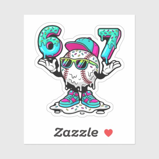 Funny 6 7 Baseball Drip Meme Vinyl Sticker シール (シート)