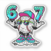 Funny 6 7 Baseball Drip Meme Vinyl Sticker シール (正面)