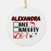Funny 6-7 Christmas Checklist Custom Name セラミックオーナメント (正面)