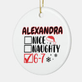 Funny 6-7 Christmas Checklist Custom Name セラミックオーナメント (左)