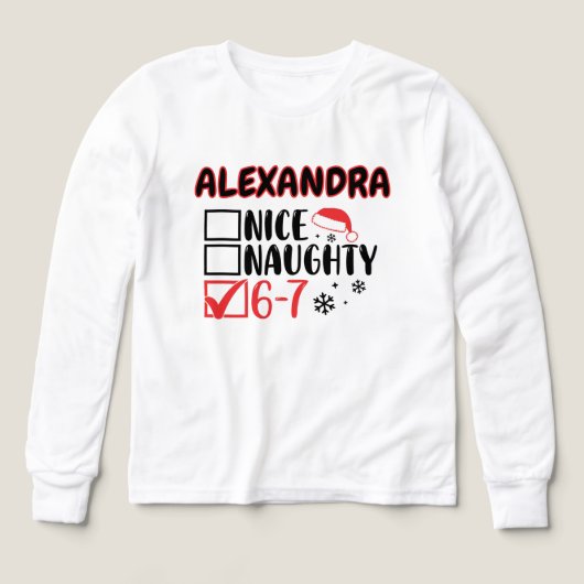 Funny 6-7 Christmas Checklist Custom Name Shirts (デザイン正面)