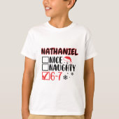 Funny 6-7 Christmas Checklist Custom Name T-shirt Tシャツ (正面)