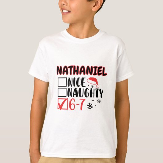 Funny 6-7 Christmas Checklist Custom Name T-shirt Tシャツ (正面)