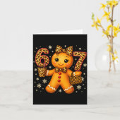 Funny 6 7 Christmas Leopard Bow Gingerbread Girls  カード (黄色い花)