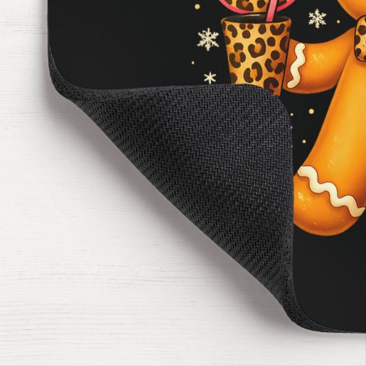 Funny 6 7 Christmas Leopard Bow Gingerbread Girls  マウスパッド (コーナー)