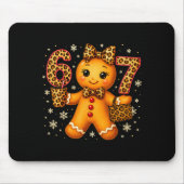 Funny 6 7 Christmas Leopard Bow Gingerbread Girls  マウスパッド (正面)