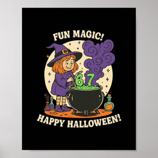 Funny 6 7 Halloween Costume Witch Cute Retro Fun M ポスター (正面)