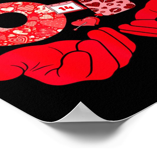 Funny 6 7 Hands Meme Cute Valentine's Day Six Seve ポスター (角)