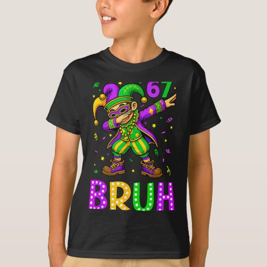 Funny 6 7 Mardi Gras Six Seven Dabbing Boy 67 Mard Tシャツ (正面)