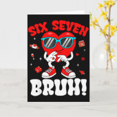Funny 6 7 Meme 67 Six Seven Bruh Valentine Heart M カード (黄色い花)
