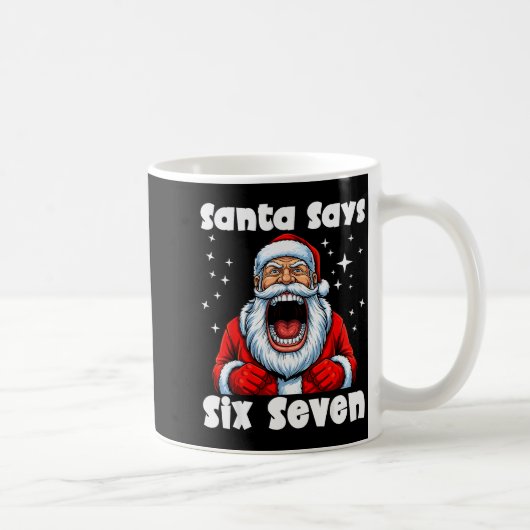 Funny 6 7 Meme Big Mouth Boy Santa Claus Says Merr コーヒーマグカップ (右)