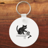Funny 6 7 Meme Cat Knocking Off 67  キーホルダー (正面)