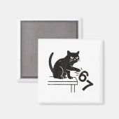 Funny 6 7 Meme Cat Knocking Off 67  マグネット (正面/裏面)