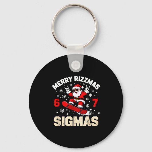 Funny 6-7 Meme Christmas Nice Naughty 67 Slang Tre キーホルダー (正面)