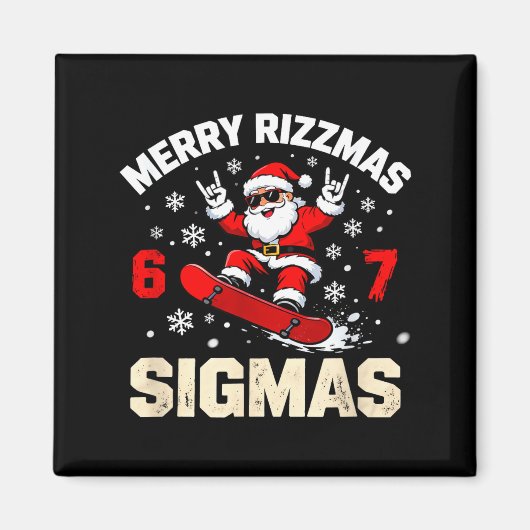 Funny 6-7 Meme Christmas Nice Naughty 67 Slang Tre マグネット (正面)