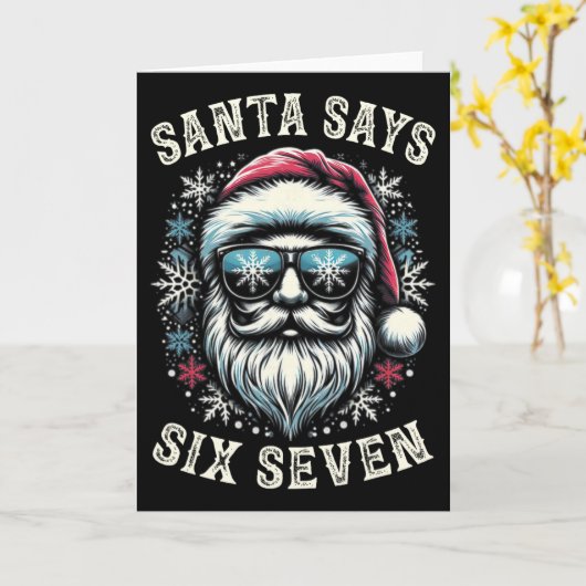 Funny 6-7 Meme Christmas Santa Six Seven Brain Rot カード (黄色い花)