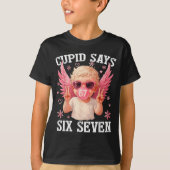Funny 6 7 Meme Heart Cud Says Six Seven 67 Valenti Tシャツ (正面)