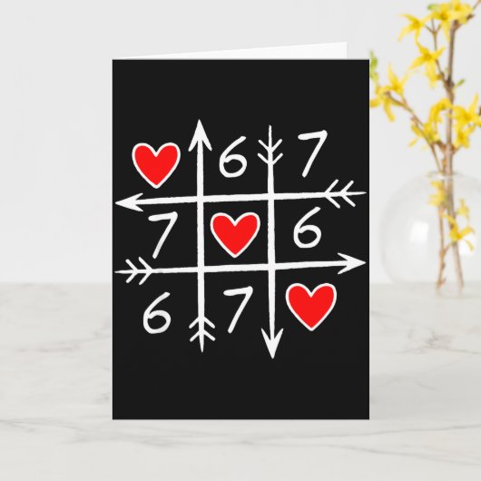 Funny 6 7 Meme Heart Gen Alpha Six Seven 67 Valent カード (黄色い花)