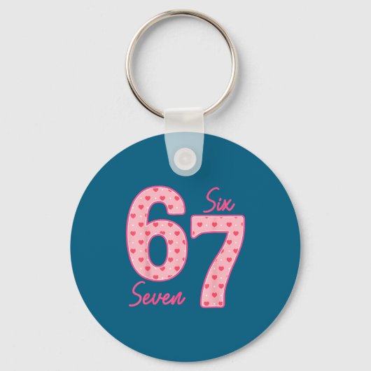 Funny 6 7 Meme Heart Gen Alpha Six Seven 67 Valent キーホルダー (正面)