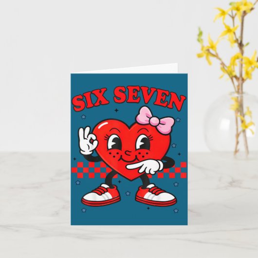 Funny 6 7 Meme Heart Six Seven 67 Valentine Couple カード (黄色い花)