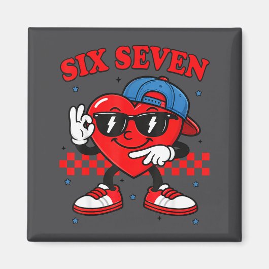 Funny 6 7 Meme Heart Six Seven 67 Valentine Couple マグネット (正面)