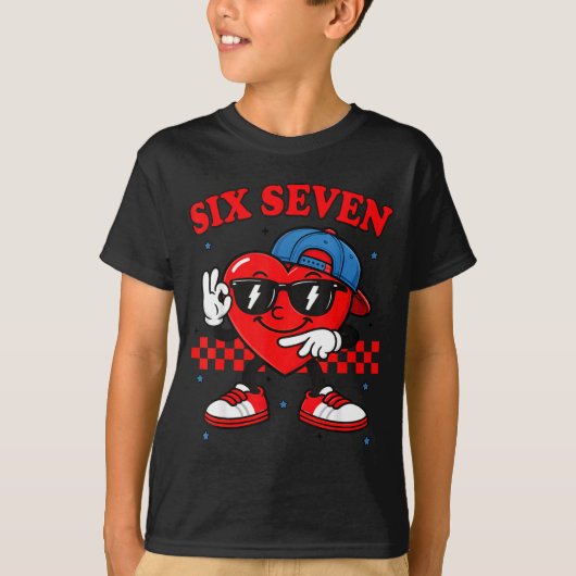 Funny 6 7 Meme Heart Six Seven 67 Valentine Couple Tシャツ (正面)