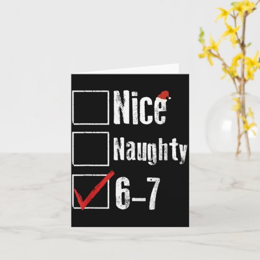 Funny 6-7 Meme Nice Naughty 67 Christmas Brain Rot カード (黄色い花)