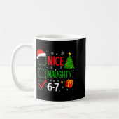 Funny 6-7 Meme Nice Naughty 67 Christmas Brain Rot コーヒーマグカップ (左)