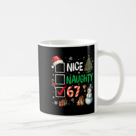 Funny 6-7 Meme Nice Naughty 67 Christmas Brain Rot コーヒーマグカップ (右)