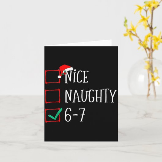 Funny 6-7 Meme Nice Naughty 67 Christmas Six Seven カード (黄色い花)