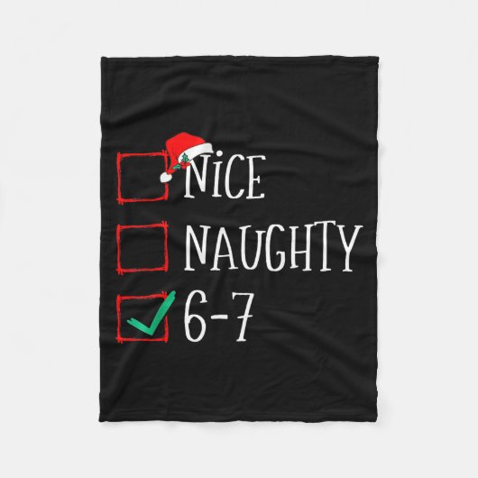 Funny 6-7 Meme Nice Naughty 67 Christmas Six Seven フリースブランケット (正面)