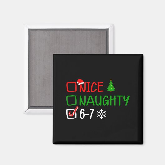 Funny 6-7 Meme Nice Naughty Christmas Brain Rot Gr マグネット (正面/裏面)