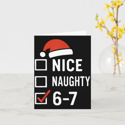 Funny 6-7 Meme Nice Naughty Christmas, Six Seven C カード (黄色い花)