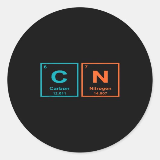 Funny 6 7 Periodic Table Carbon Nitrogen Humor  ラウンドシール (正面)