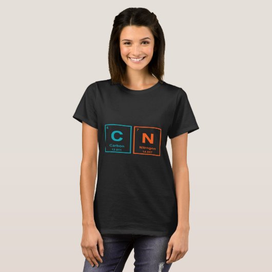 Funny 6 7 Periodic Table Carbon Nitrogen Humor  Tシャツ (正面フル)