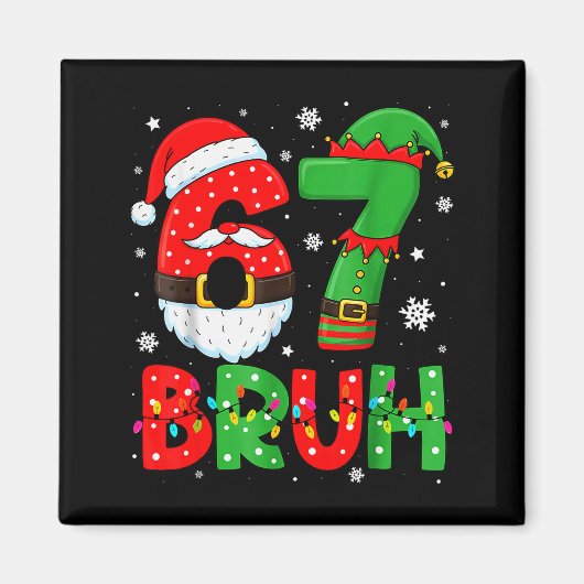 Funny 6 7 Six Seven Bruh Meme Christmas Santa Elf マグネット (正面)