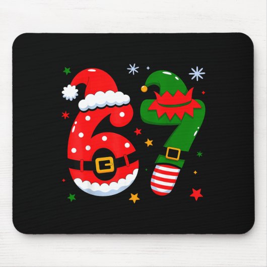 Funny 6 7 Six Seven Meme Christmas Santa Elf Coupl マウスパッド (正面)
