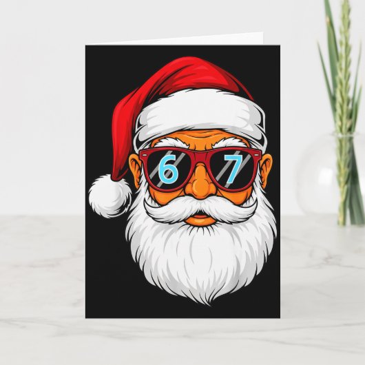 Funny 6 7 Six Seven Meme Santa Face Christmas Men  カード (正面)