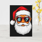Funny 6 7 Six Seven Meme Santa Face Christmas Men  カード (黄色い花)