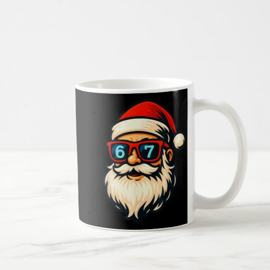 Funny 6 7 Six Seven Meme Santa Face Christmas Men コーヒーマグカップ (右)