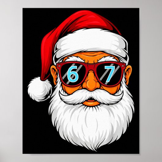 Funny 6 7 Six Seven Meme Santa Face Christmas Men  ポスター (正面)