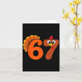Funny 6 7 Six Seven Meme Thanksgiving Turkey Holid カード (黄色い花)