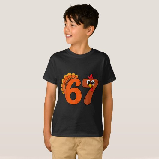Funny 6 7 Six Seven Meme Thanksgiving Turkey Holid Tシャツ (正面フル)